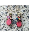 Alphabey's Red Bone Carving Silver Plated Earrings For Women